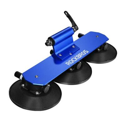Rockbros blauwe fietsendrager met zuignap voor montage op autodak voor 1 fiets
