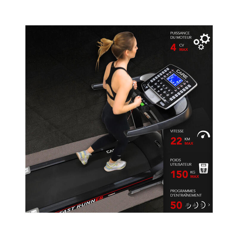 Tapis de course connecté - 22km/h - CARE - FAST RUNNER - KINOMAP