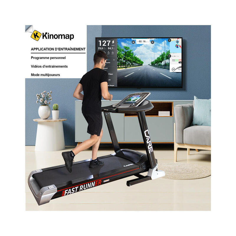 Tapis de course connecté - 22km/h - CARE - FAST RUNNER - KINOMAP