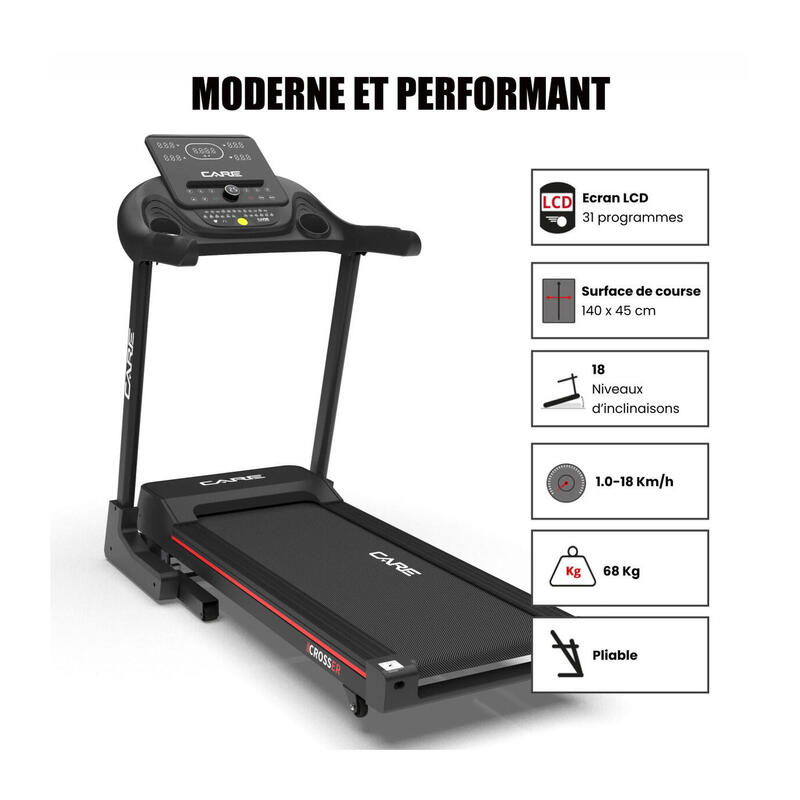 Verbonden loopband - 18 km/u - CARE - Crosser - Kinomap