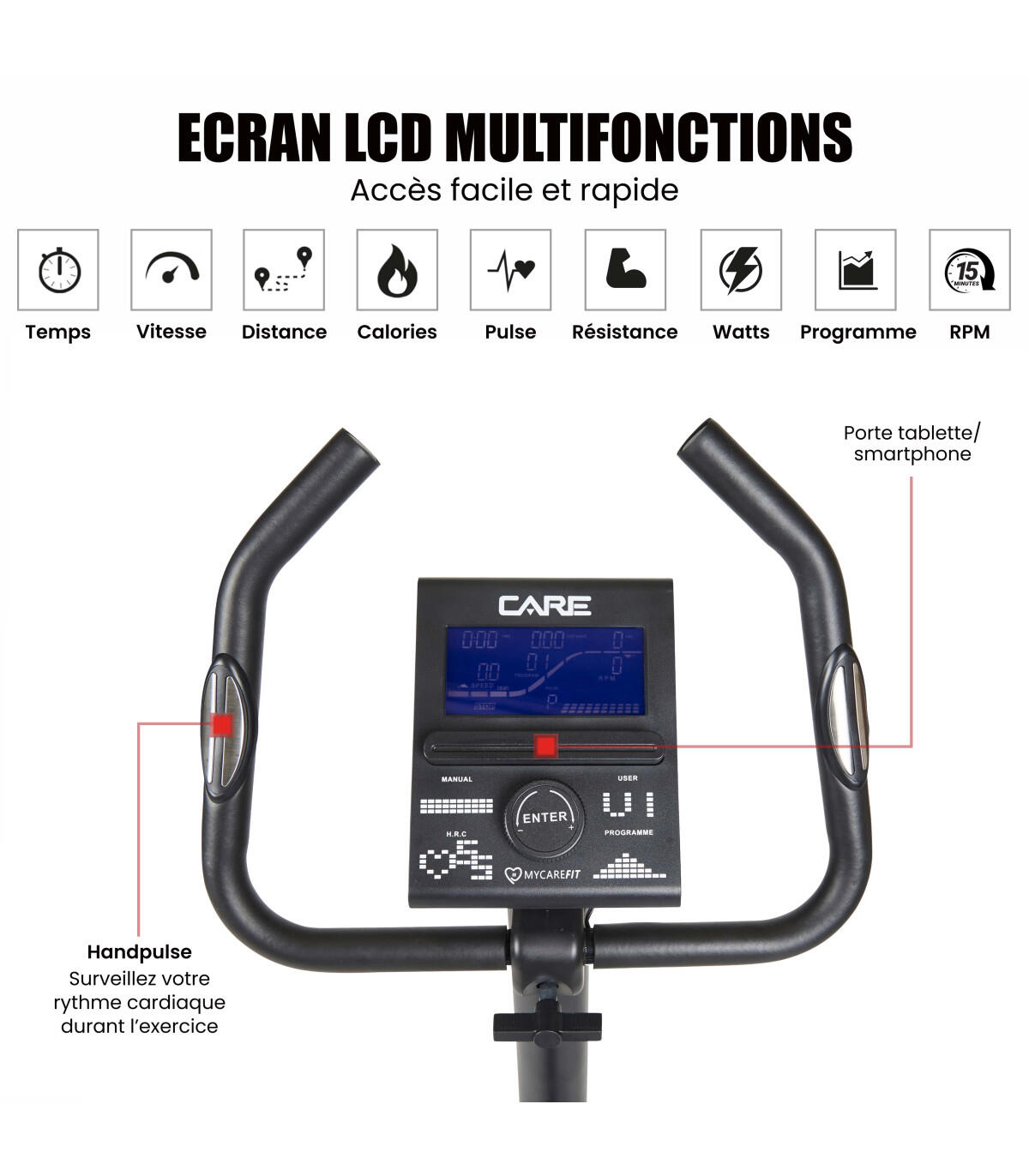 Vélo d'appartement - CARE - CV-385 - Ergomètre et connecté 4/6