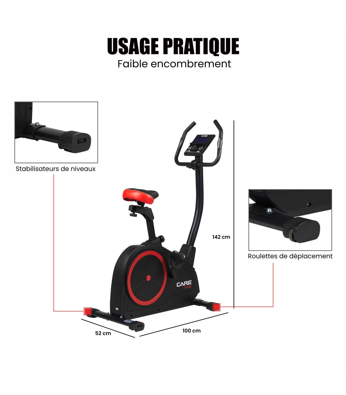 Vélo d'appartement - CARE - CV-385 - Ergomètre et connecté 5/6