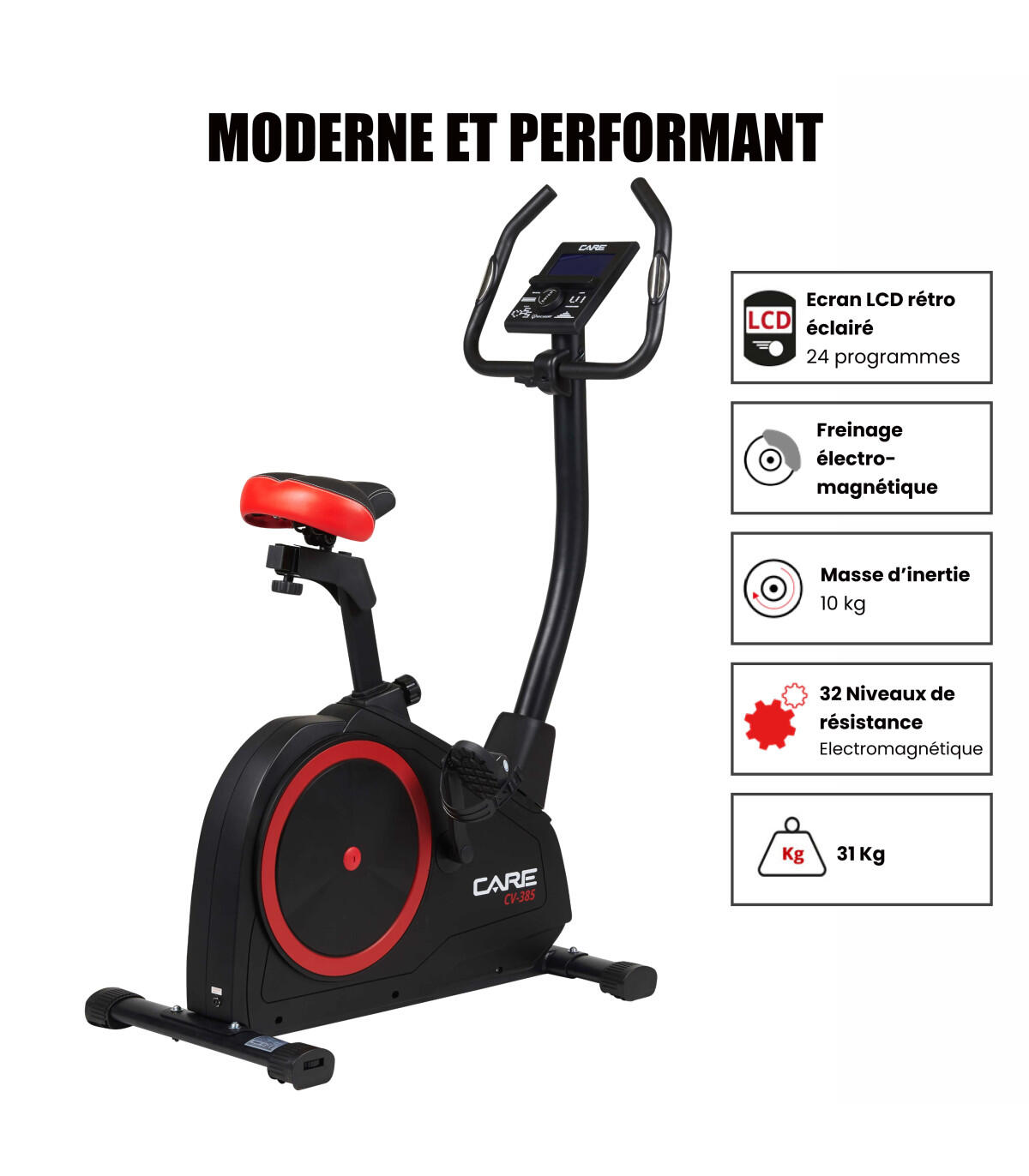 Vélo d'appartement - CARE - CV-385 - Ergomètre et connecté 3/6