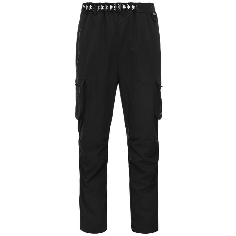 kappa pantaloni da uomo in poliestere nero da fitness