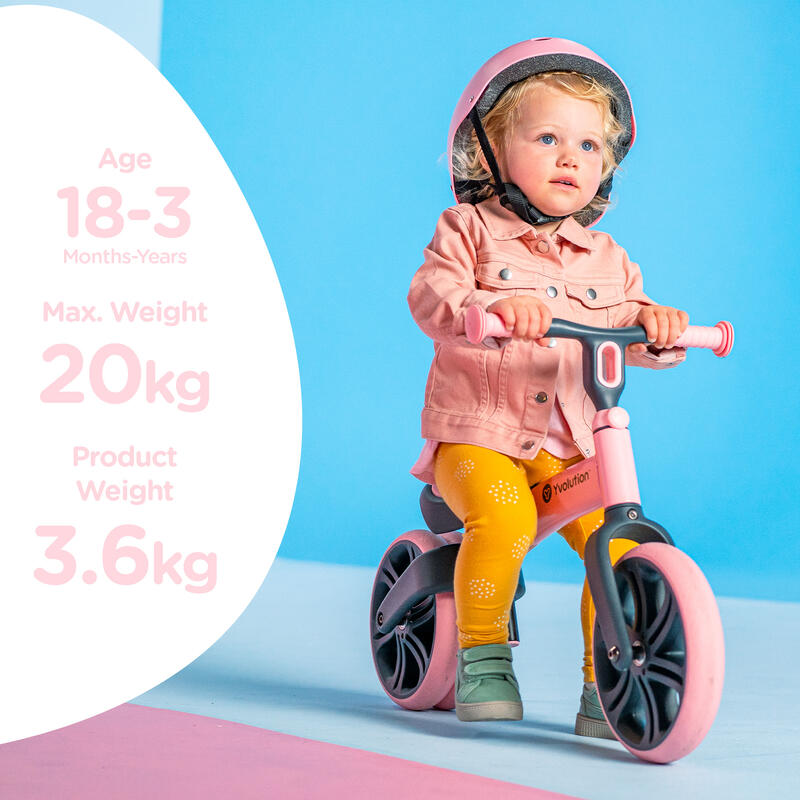 Draisienne d'apprentissage évolutive à partir de 18 mois - Yvelo junior rose