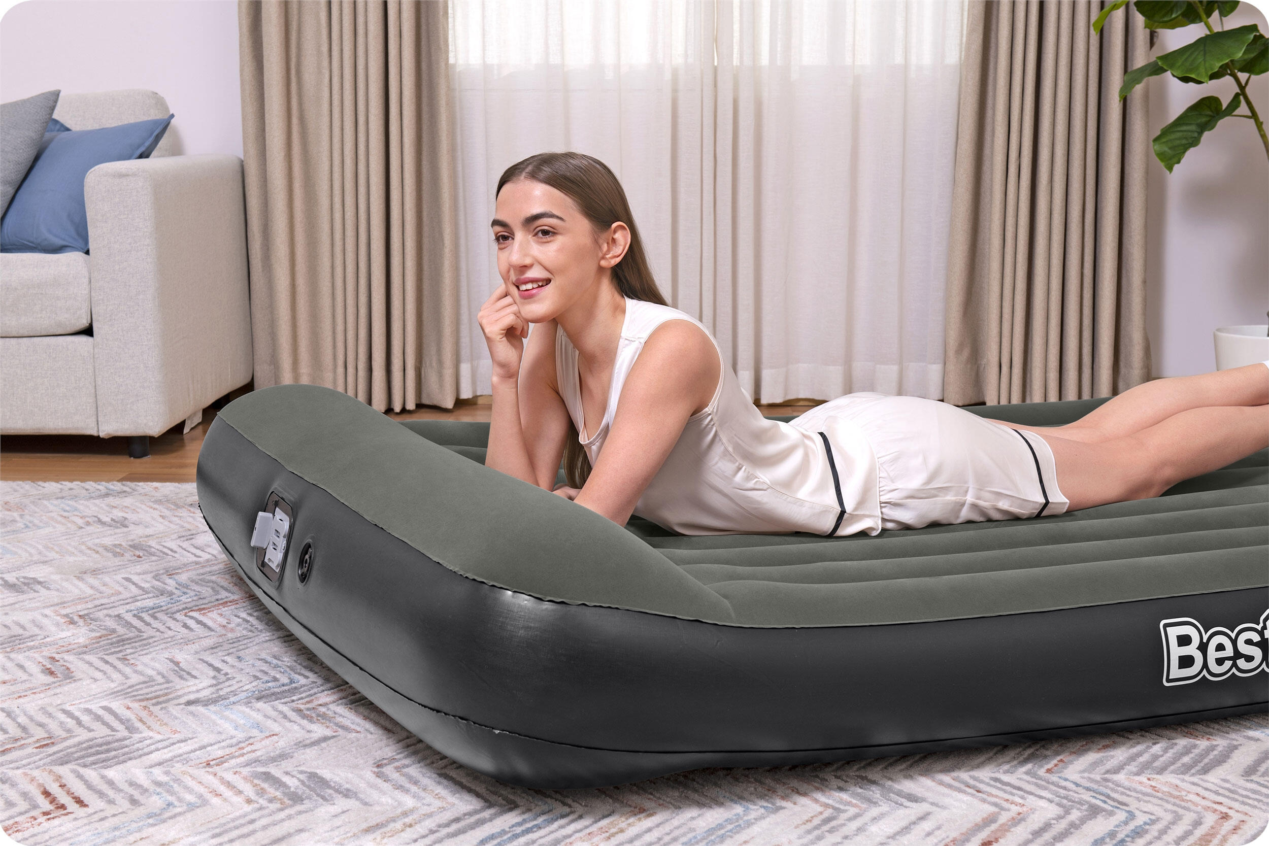 Bestway Matelas gonflable 2 personnes 203 x 152 x 30 cm pompe à piles 4/7