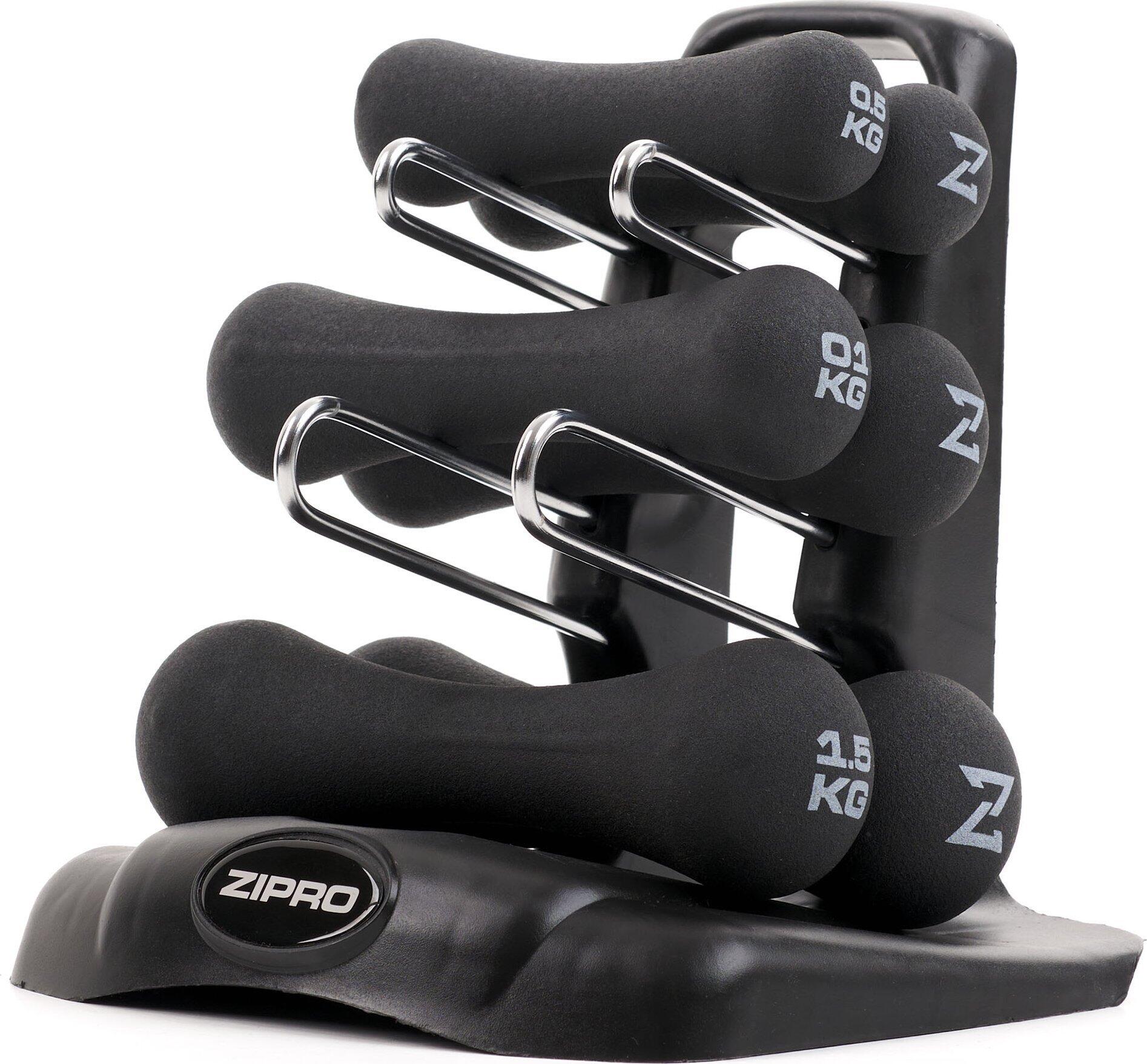 ZIPRO Juego de mancuernas musculación Neopren Zipro 6 kg con soporte