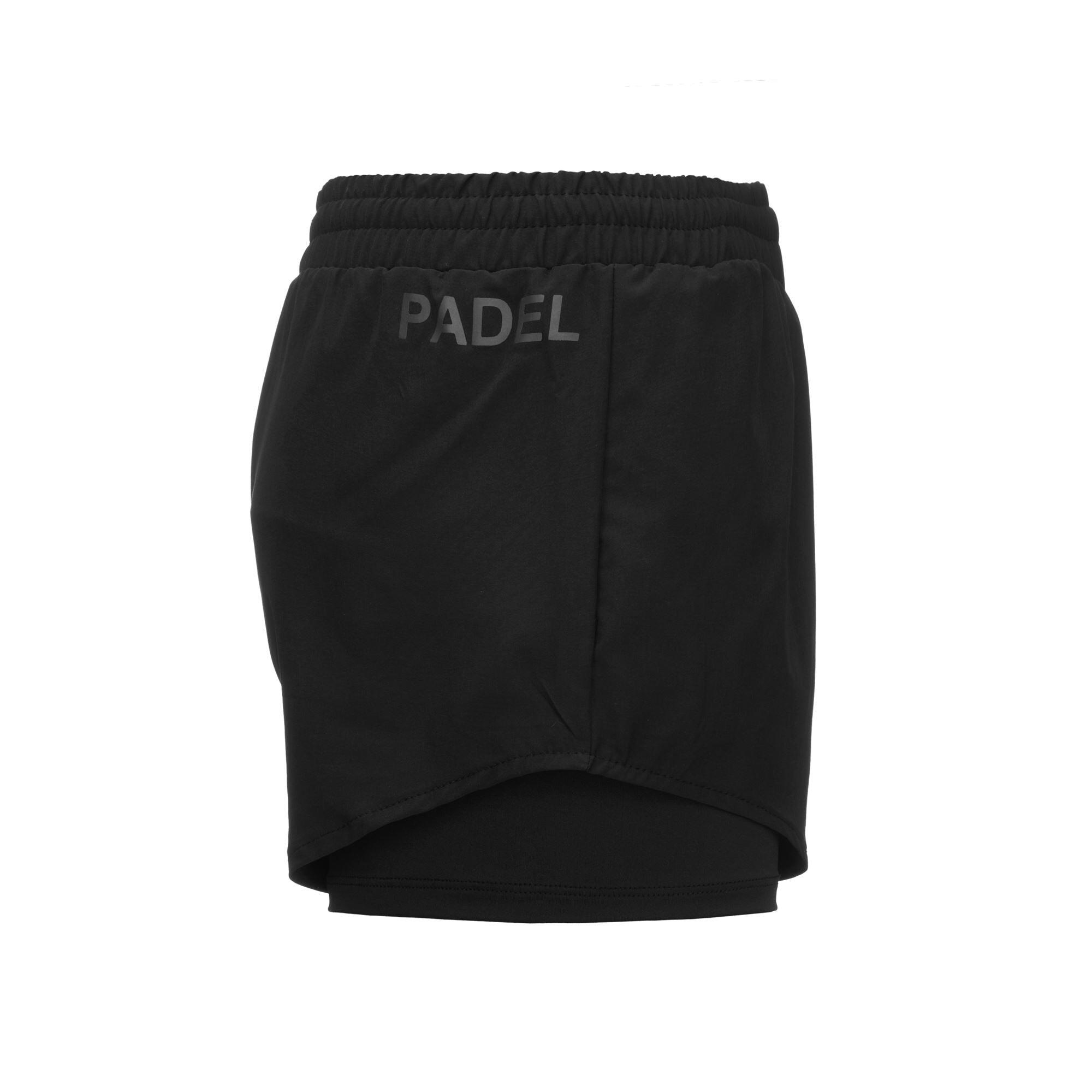 Pantaloncini sportivi da donna in poliestere nero da padel 2/6