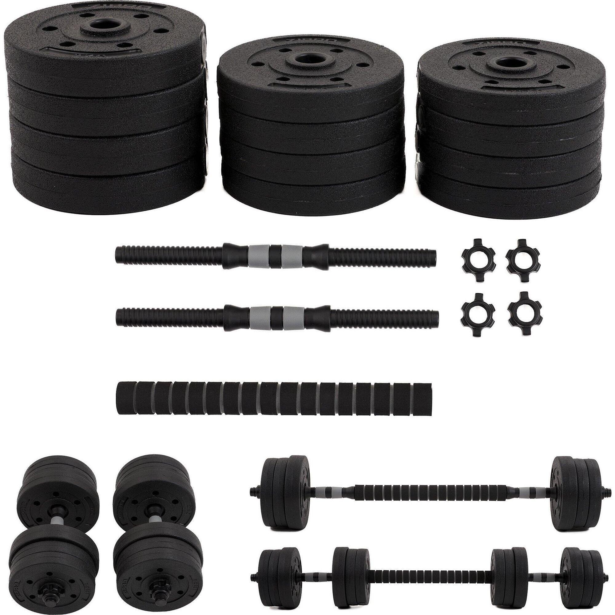 Conjunto de barra e halteres Zipro 20 kg com pesos betuminosos