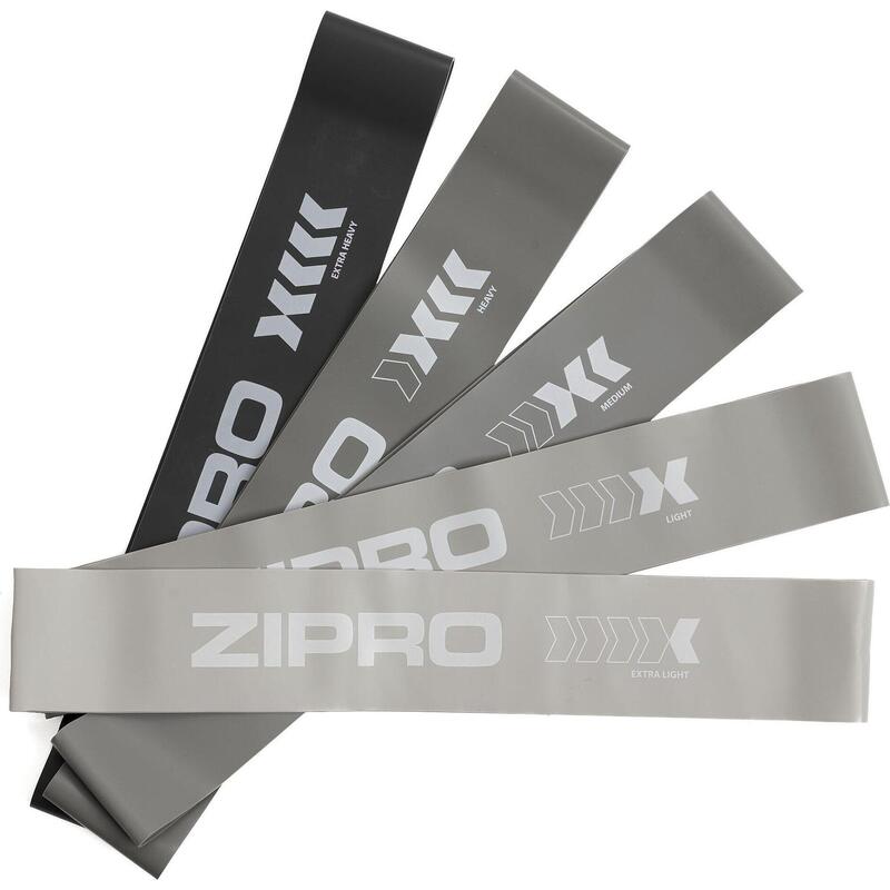 Banda elástica Zipro Mini Band Latex varios niveles de resistencia 5 uds.