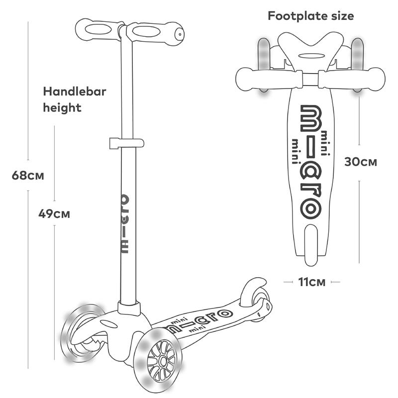 Trottinette Micro Mobility à trois roues Rose Glitter LED MMD208