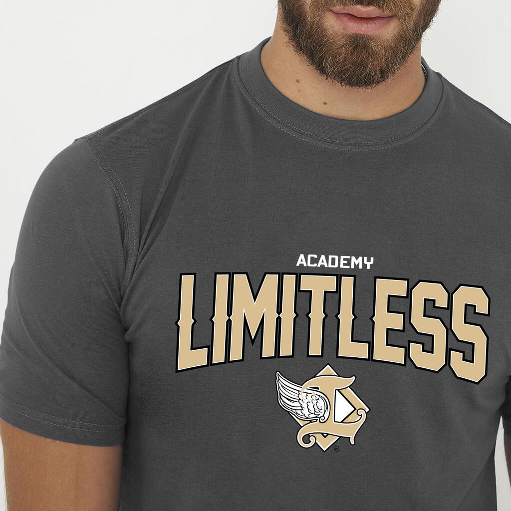 Мъжка памучна тениска LIMITLESS тъмно сиво