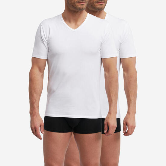 Lot de 2 t-shirts homme thermorégulateur coton col V