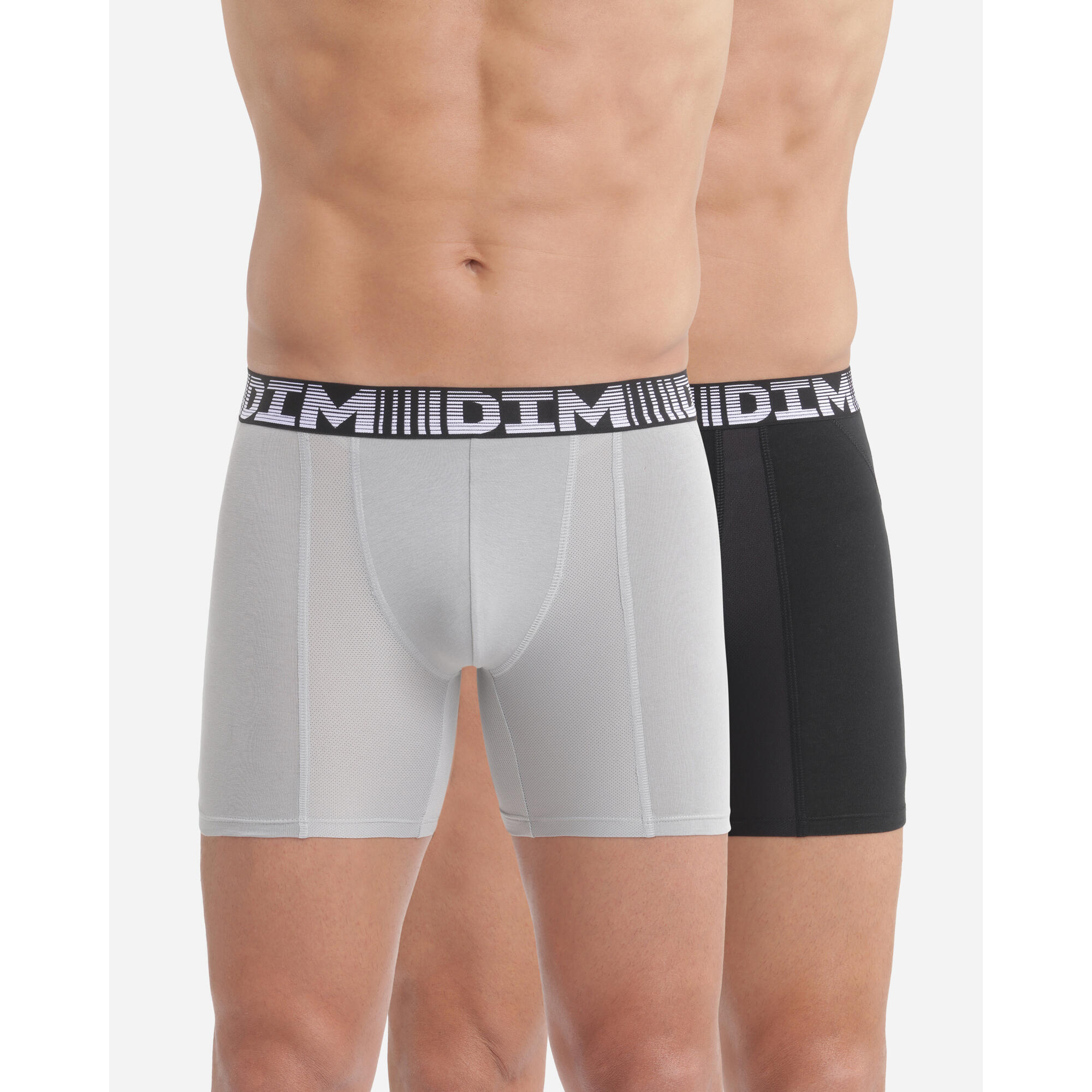 Dim - Lot De 2 Boxers Longs Homme 3d Flex Air - Caleçon - Gris|noir - 48 Xl - Decathlon