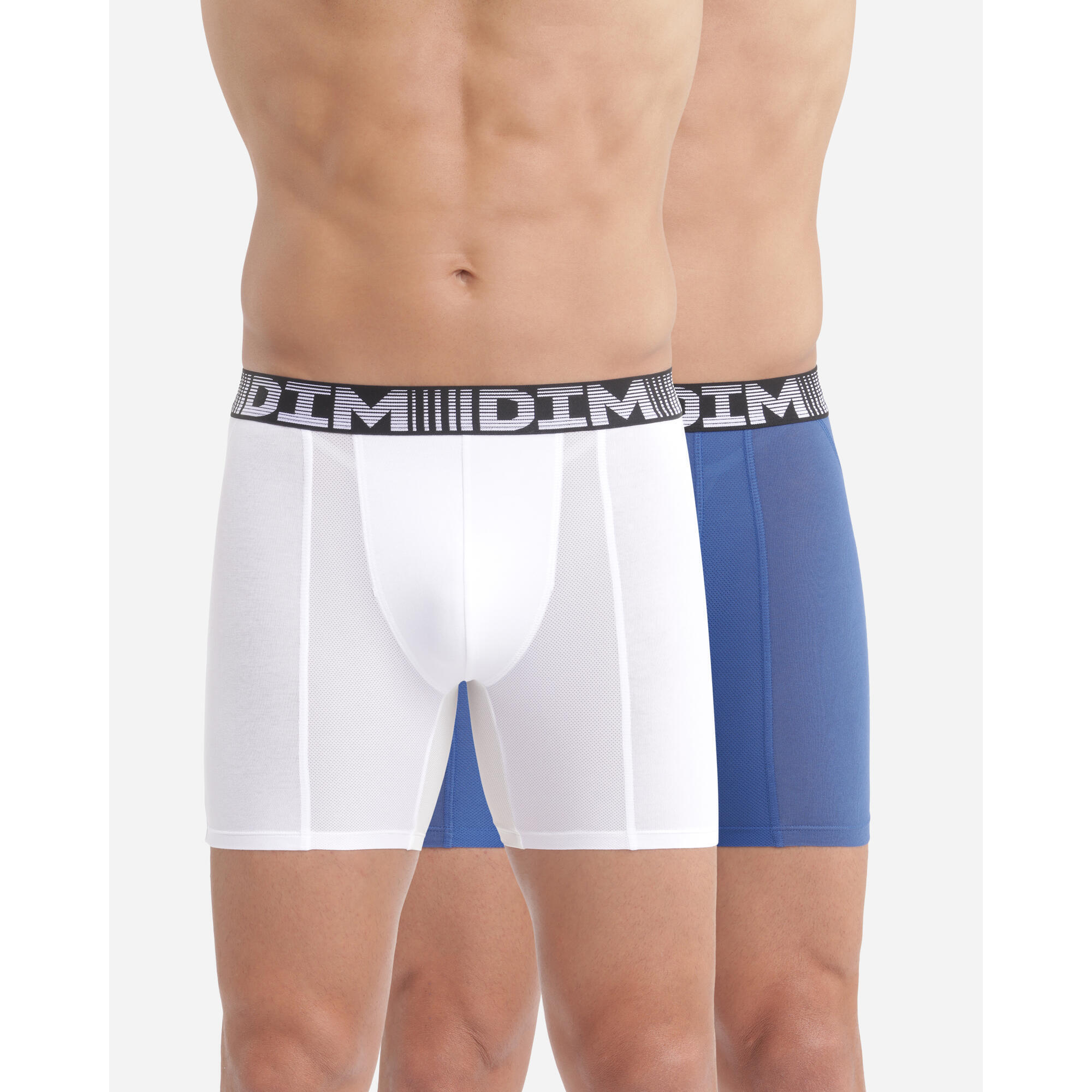 Dim - Lot De 2 Boxers Longs Homme 3d Flex Air - Caleçon - Blanc|bleu|gris|noir - S - Decathlon