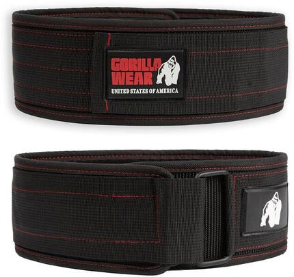 4 Inch Nylon Ceinture de levage - Noir/Rouge Stitched