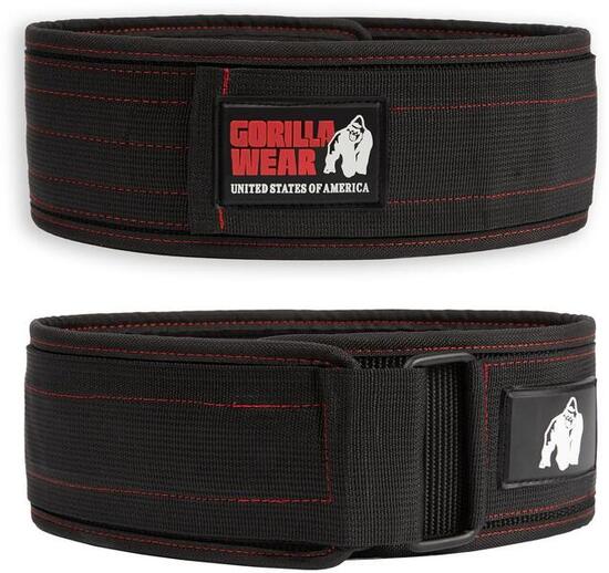 4 Inch Nylon Ceinture de levage - Noir/Rouge Stitched
