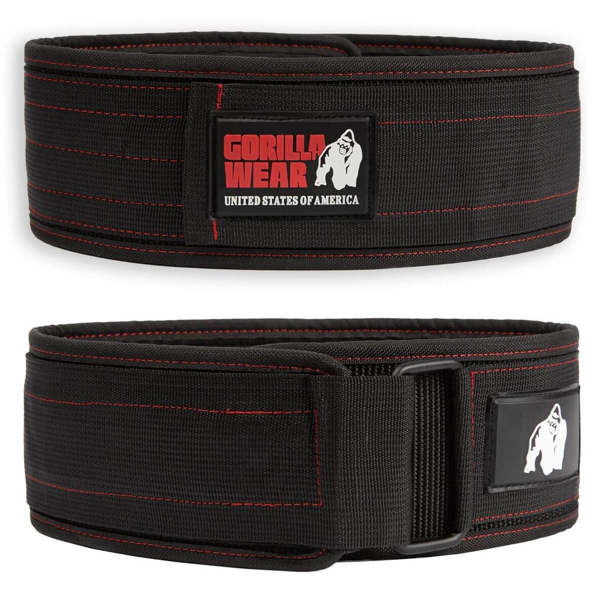Gorilla Wear - 4 Inch Nylon Ceinture De Levage - Noir/rouge Stitched - Ceinture Lombaire - Noir|rouge - 44 L - Decathlon