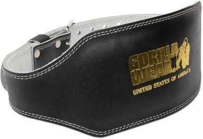 6 inch padded leather lifting belt - zwart/goud