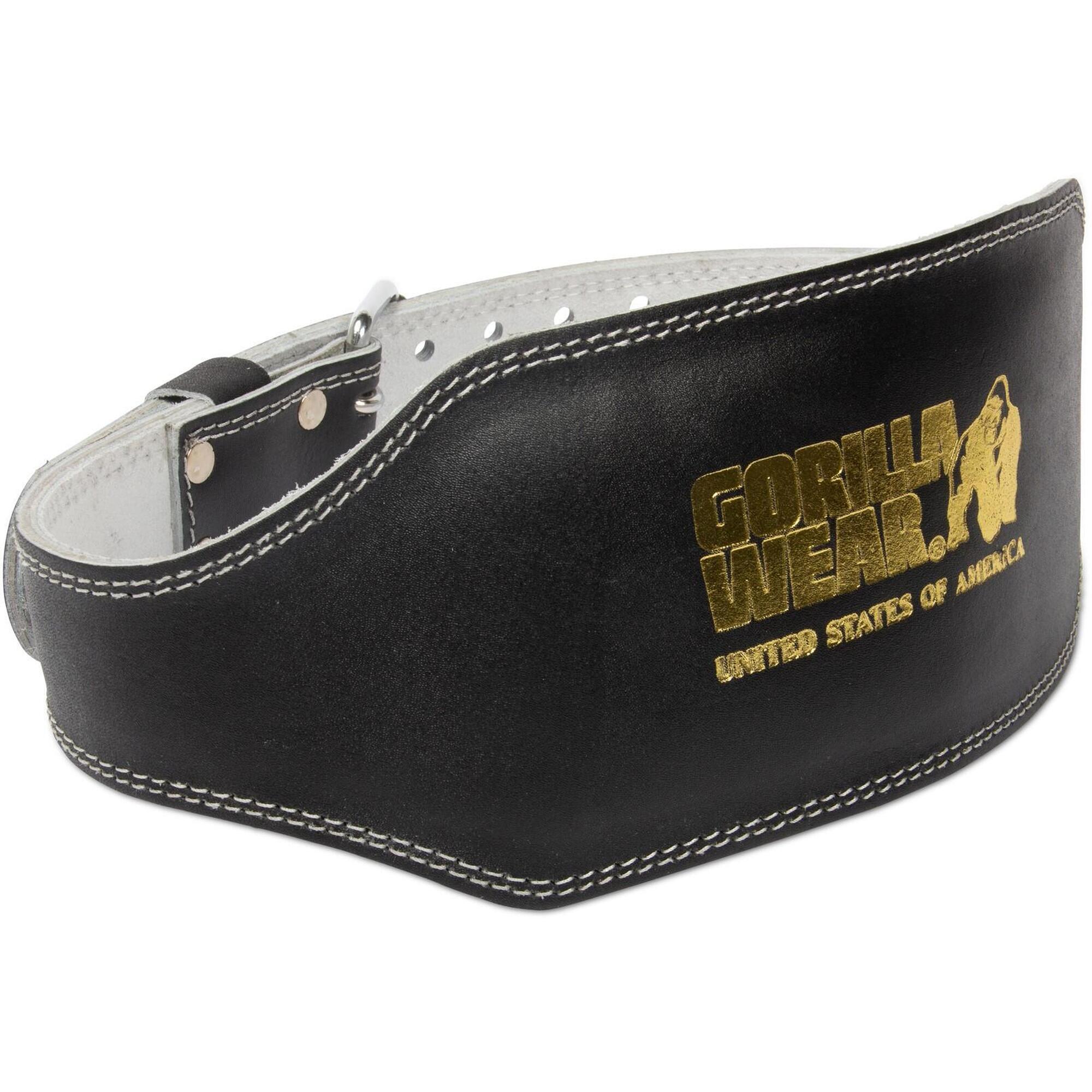 Gorilla Wear Cinto de levantamento de couro acolchoado de 15 cm- Preto/Ouro