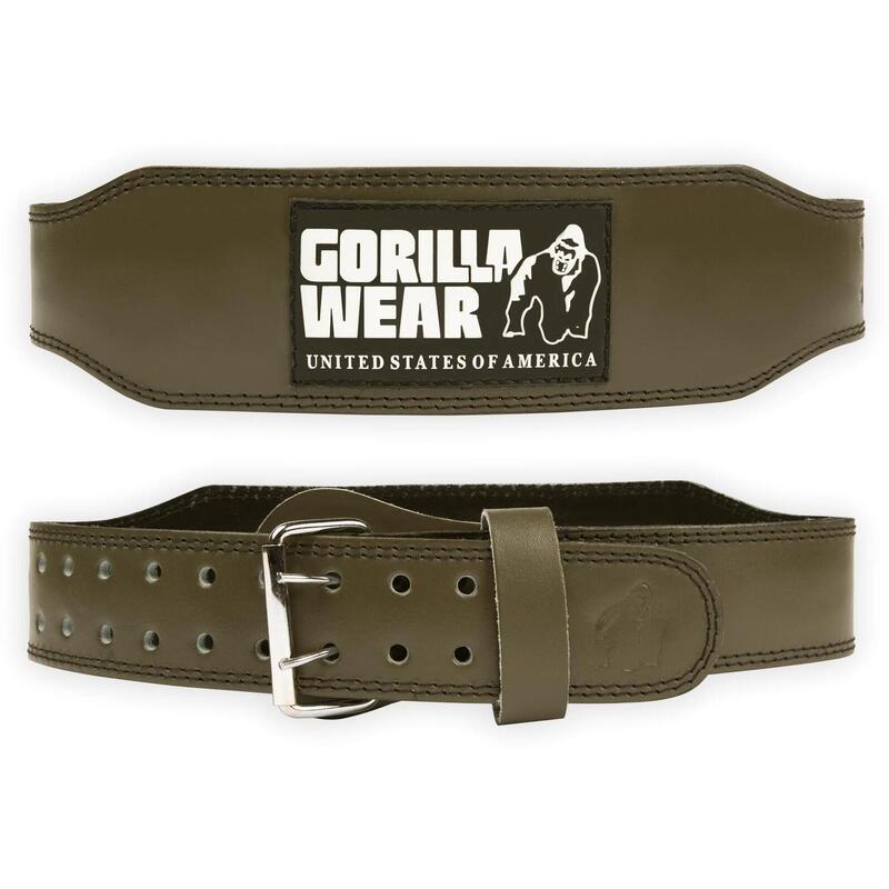 4 Inch Padded Leather Lifting Belt - Army Green - 2XL/3XL