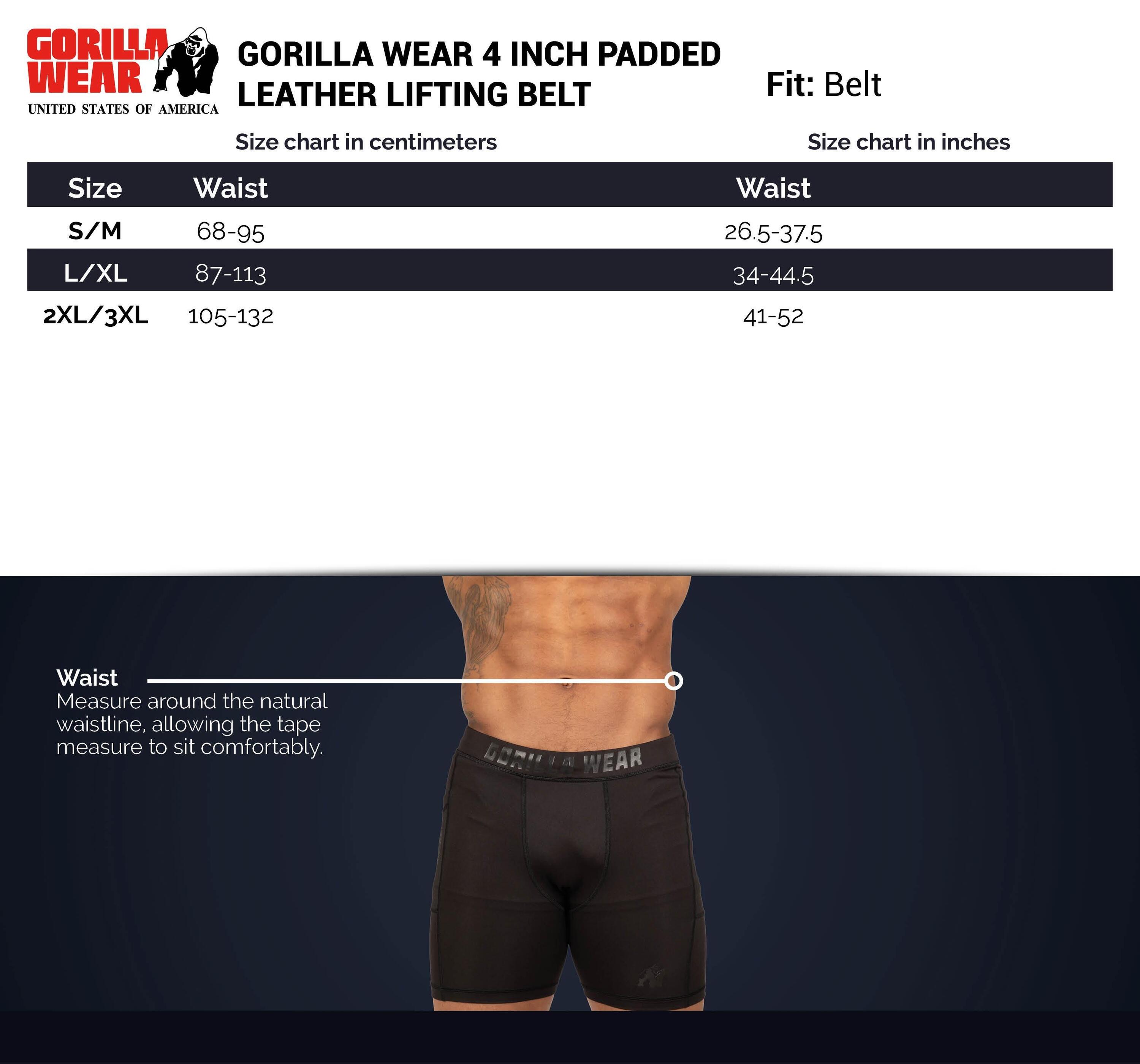 Gorilla Wear Couro acolchoado de 4 pol. Cinto de elevação - Exército Verde 5/6