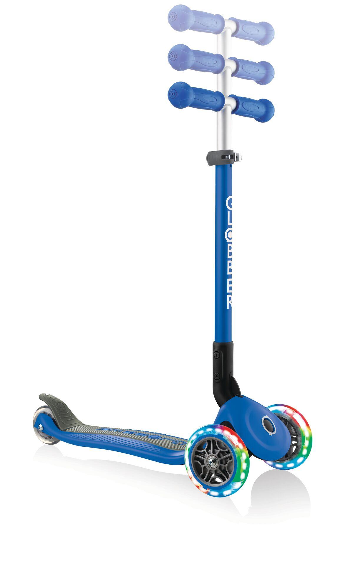 Globber Primo Foldable Lights step met 3 wielen in blauw 2/7