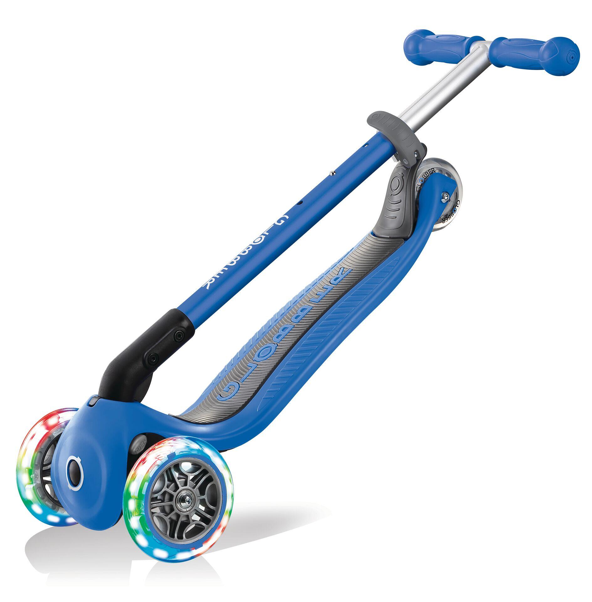 Globber Primo Foldable Lights step met 3 wielen in blauw 3/7