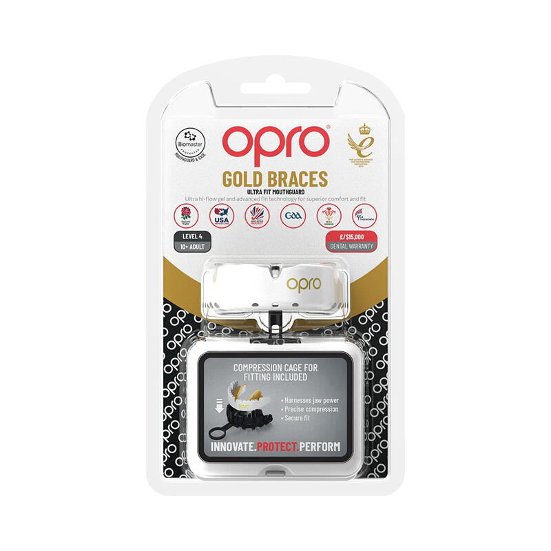 Mondbeschermer Opro Gold Ultra Fit Braces Wit En Goud