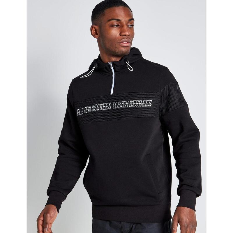 Sudaderas para Hombre Eleven degrees Mesh overlay quarter zip  Negro