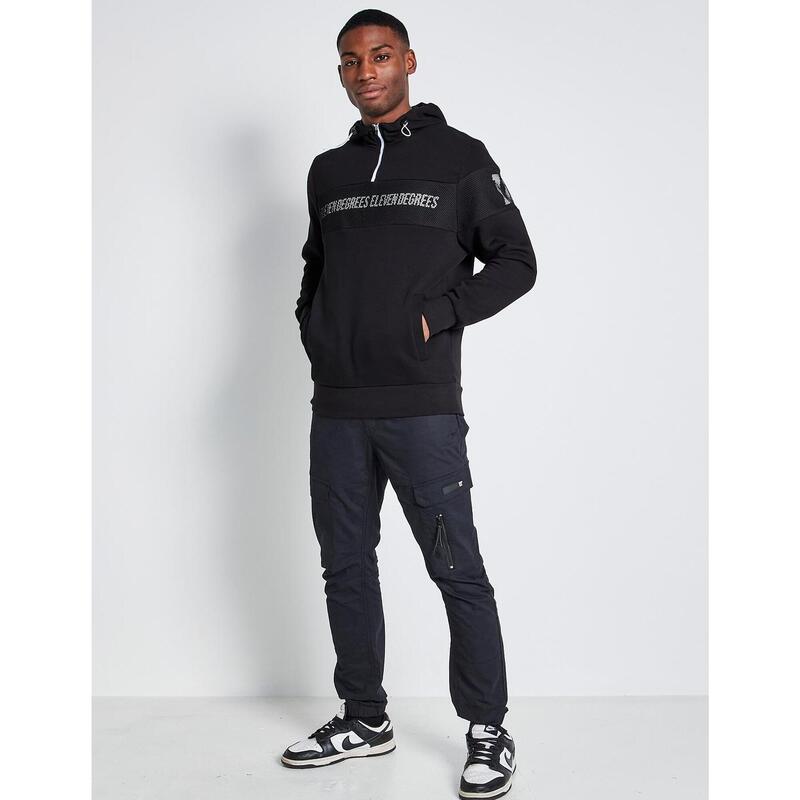 Sud. Cap. MESH OVERLAY QUARTER ZIP - Black