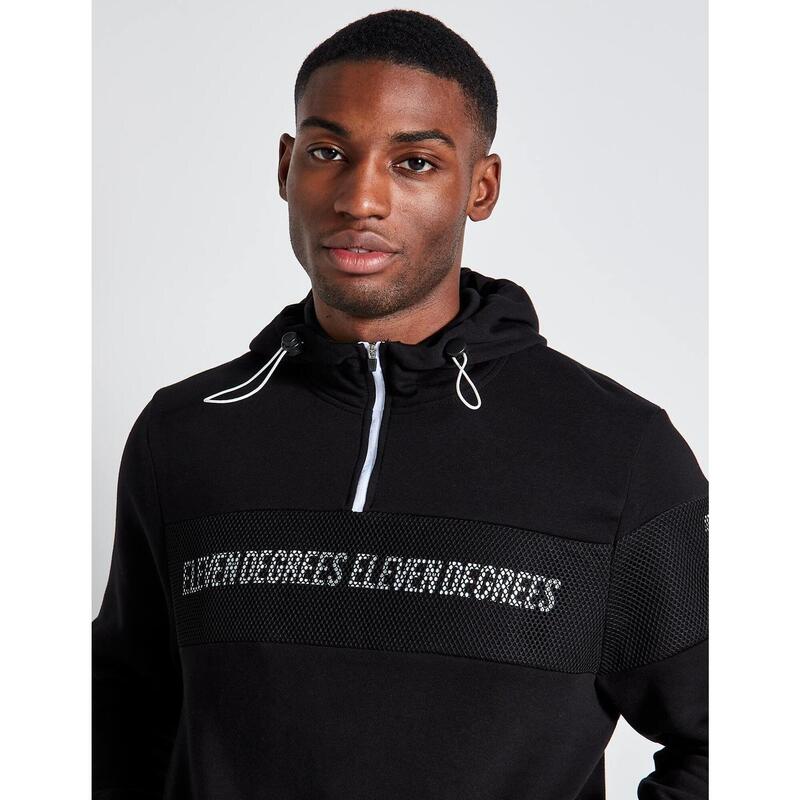 Sudaderas para Hombre Eleven degrees Mesh overlay quarter zip  Negro