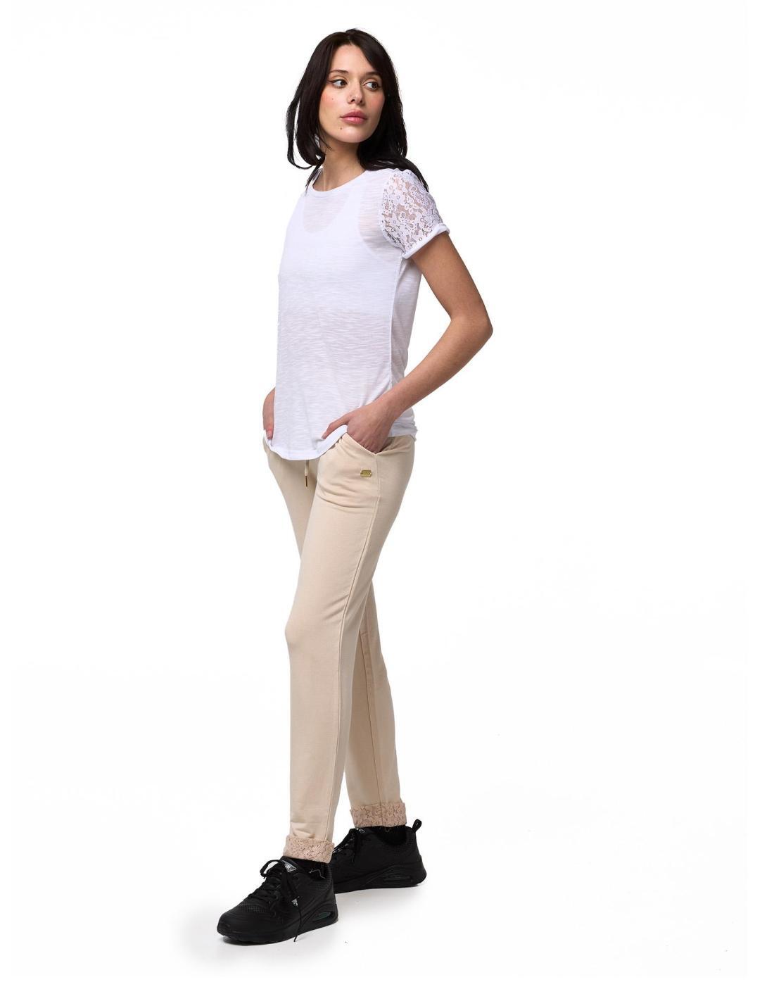 Pantaloni donna Leone 1947 Apparel in felpa con risvolti in pizzo 2/8