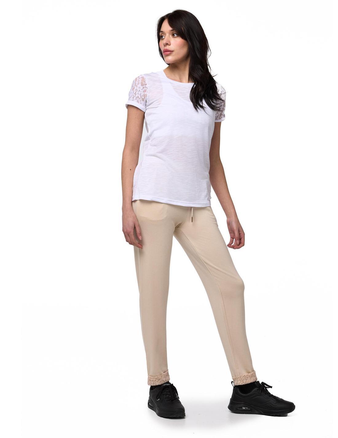 Pantaloni donna Leone 1947 Apparel in felpa con risvolti in pizzo 3/8