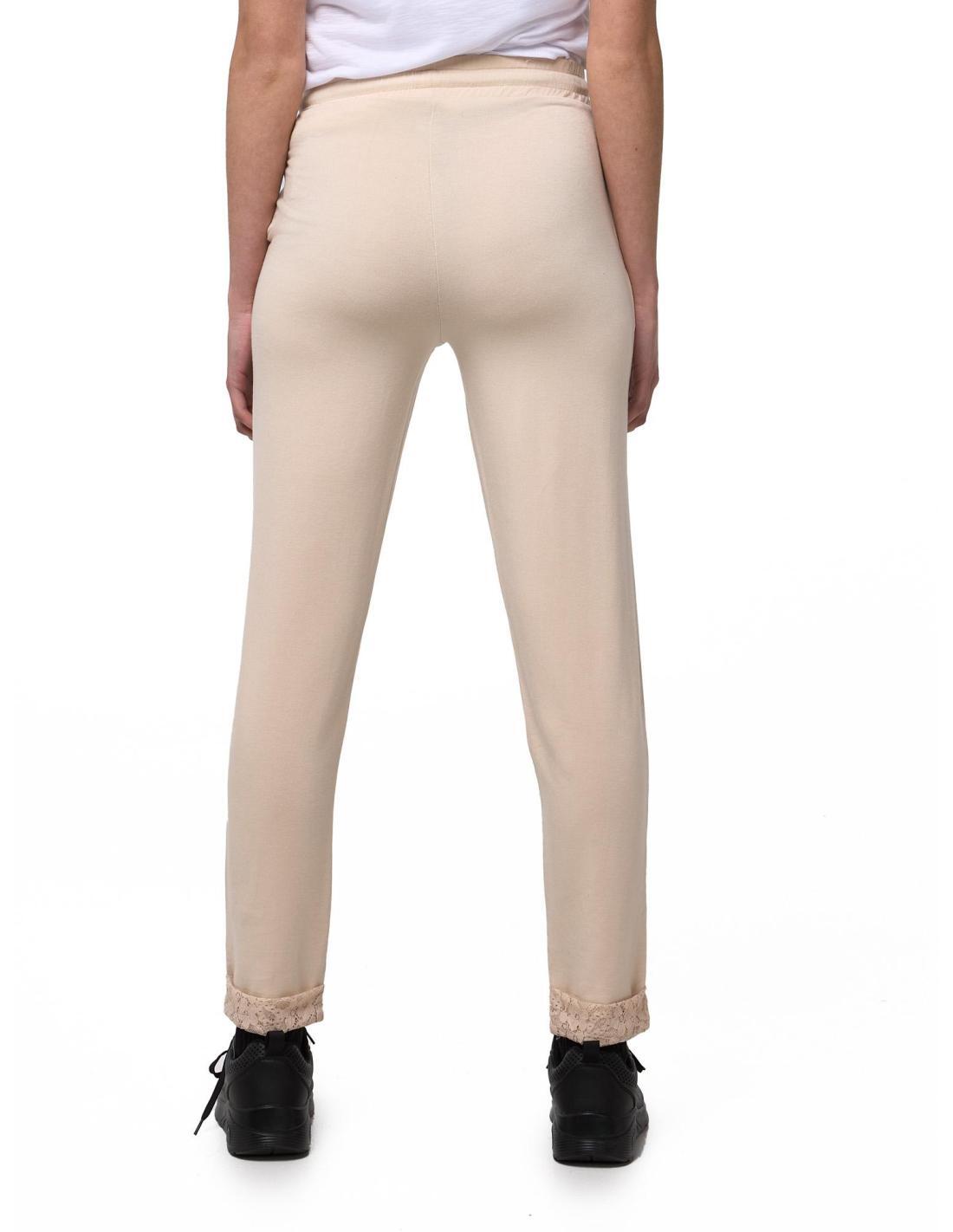 Pantaloni donna Leone 1947 Apparel in felpa con risvolti in pizzo 4/8