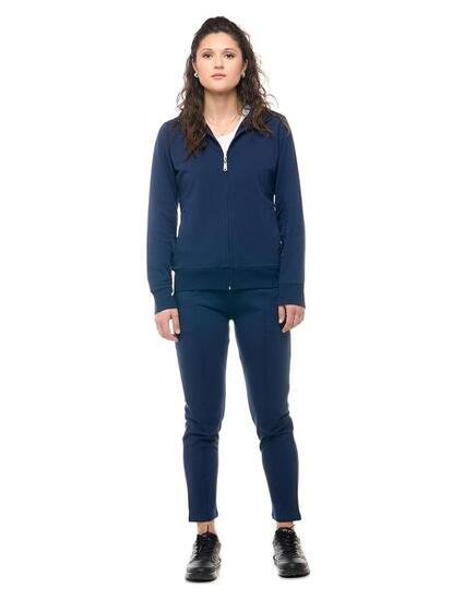 Leone Basic Damen-Sweatshirt mit Kragen und Reißverschluss