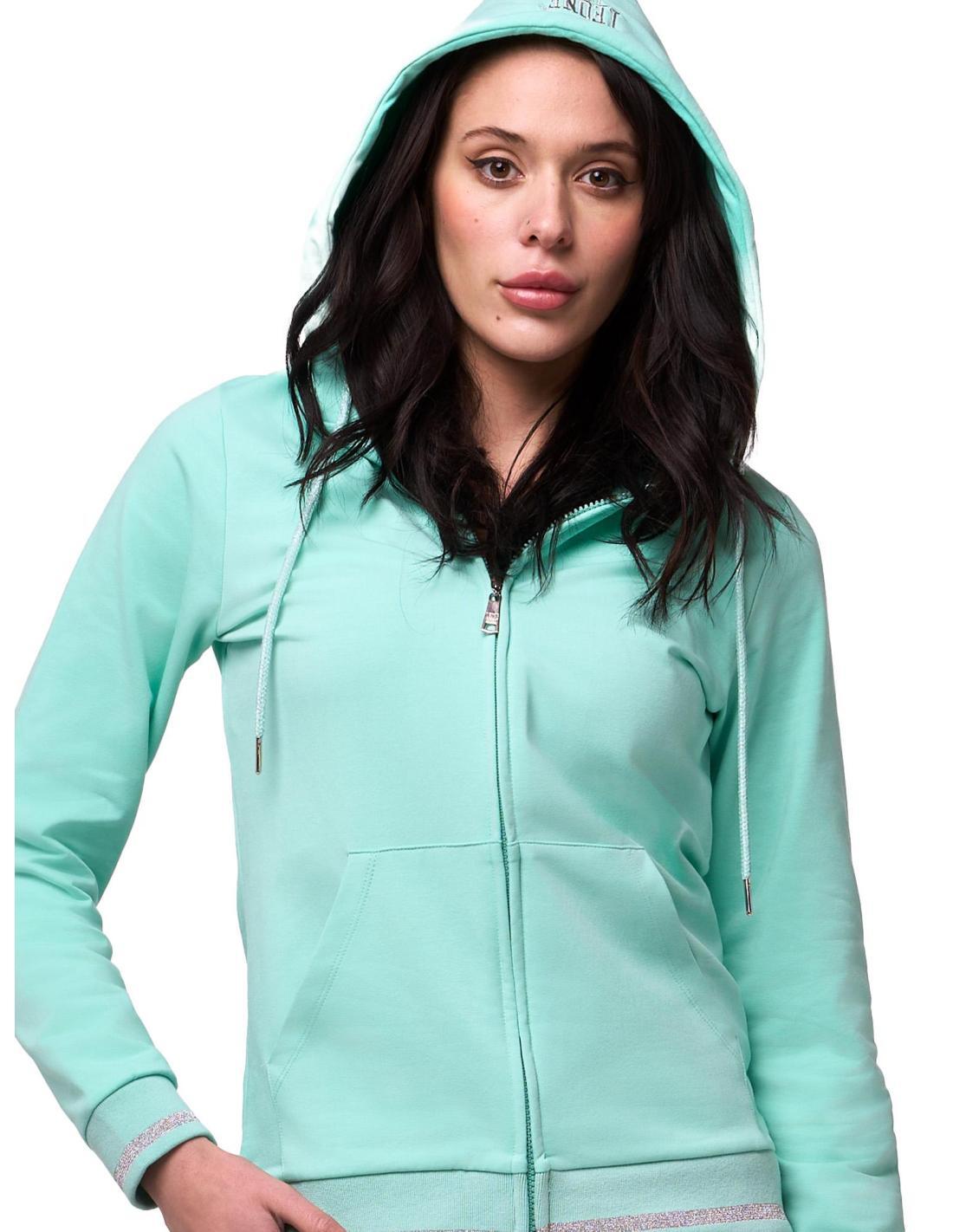 Tuta da donna con felpa con cappuccio e zip e joggers non felpata Leone Bright 5/8