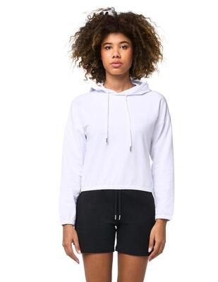 Leone basic korte crop-pull-on damessweatshirt met capuchon
