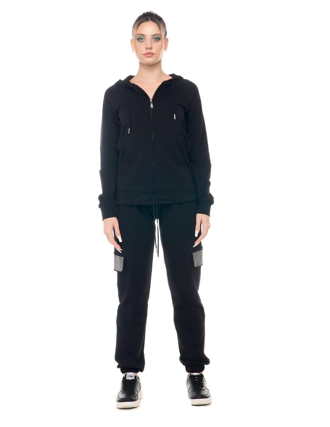 Fato de treino feminino leone be glam com fecho e capuz