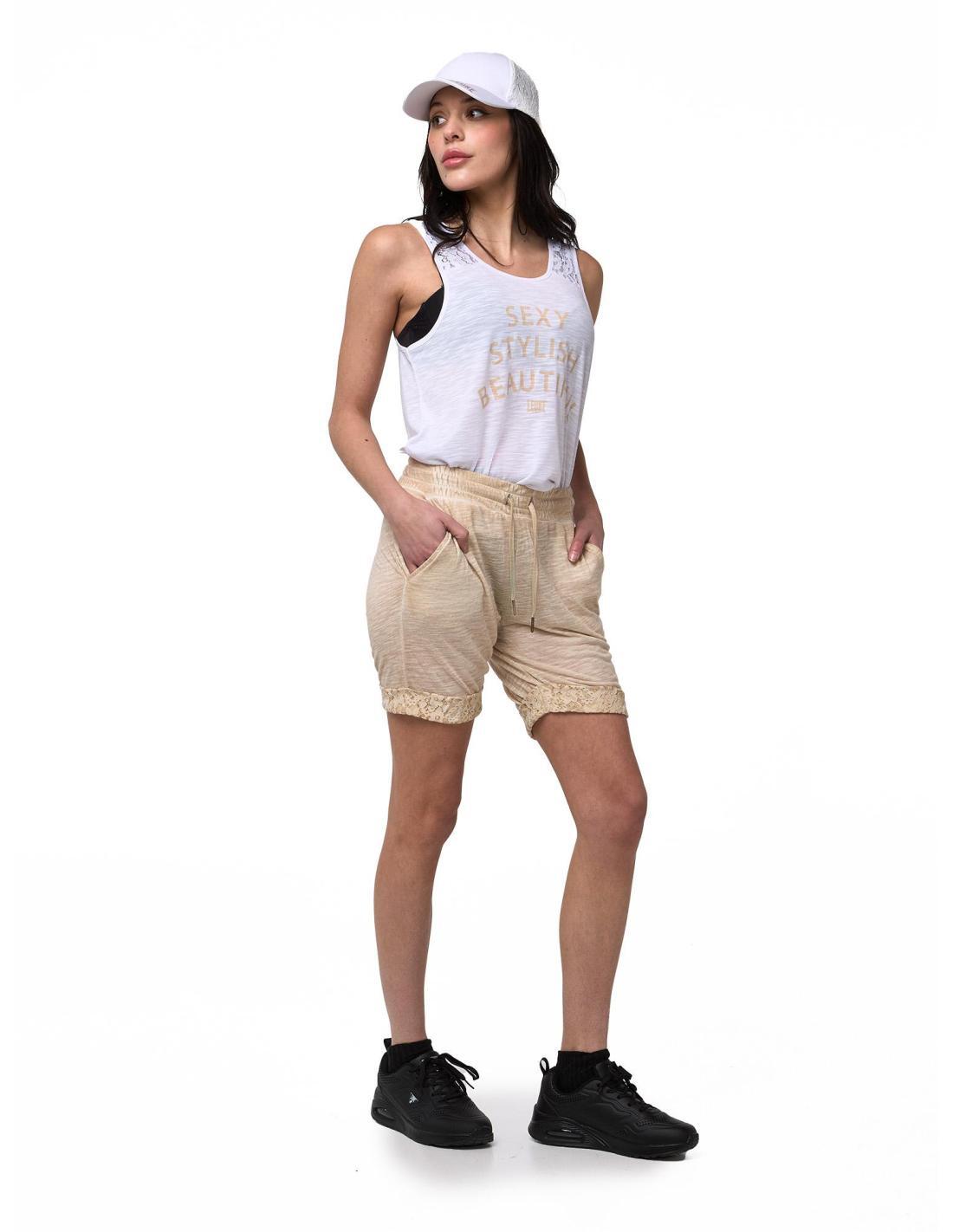 Pantalón corto mujer Leone 1947 Apparel cintura elástica 3/8
