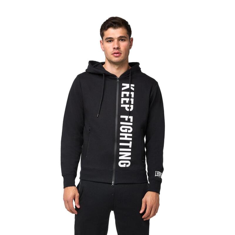 Leone B&W Sudadera con capucha y cremallera para hombre