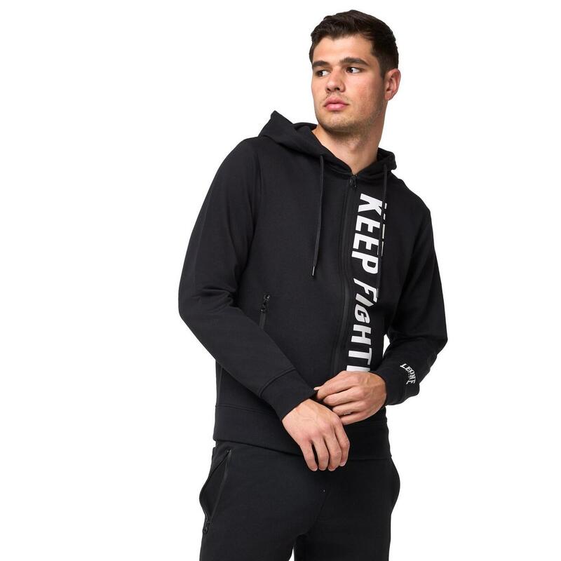 Leone B&W Sudadera con capucha y cremallera para hombre