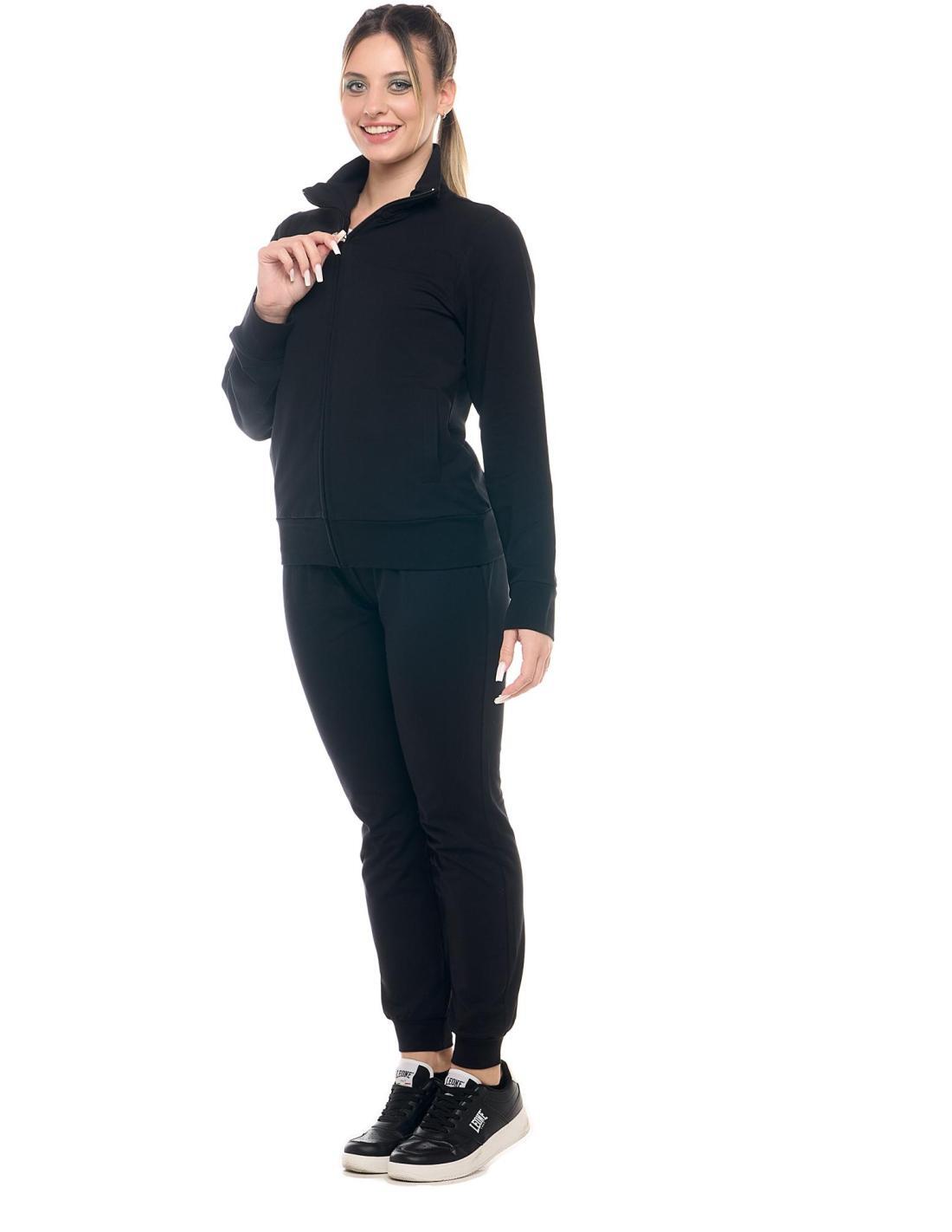 Felpa con colletto e zip da donna non felpata Leone Basic 3/8