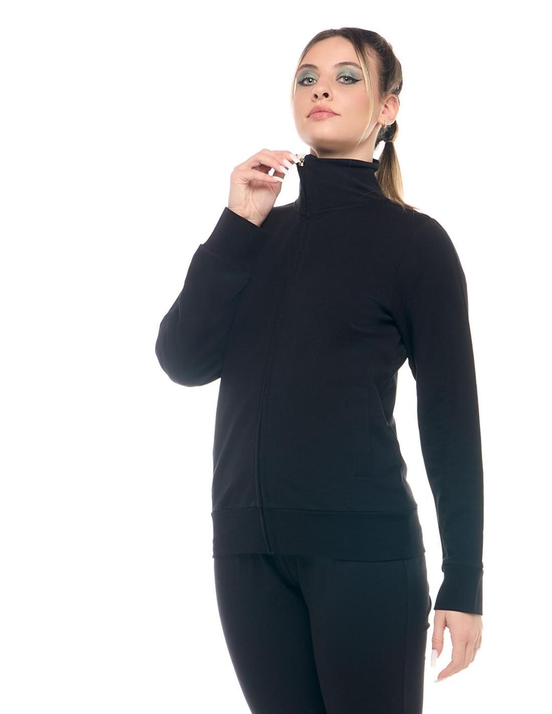 Felpa con colletto e zip da donna non felpata Leone Basic 5/8