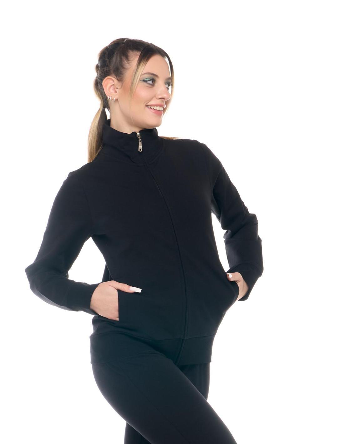 Felpa con colletto e zip da donna non felpata Leone Basic 2/8