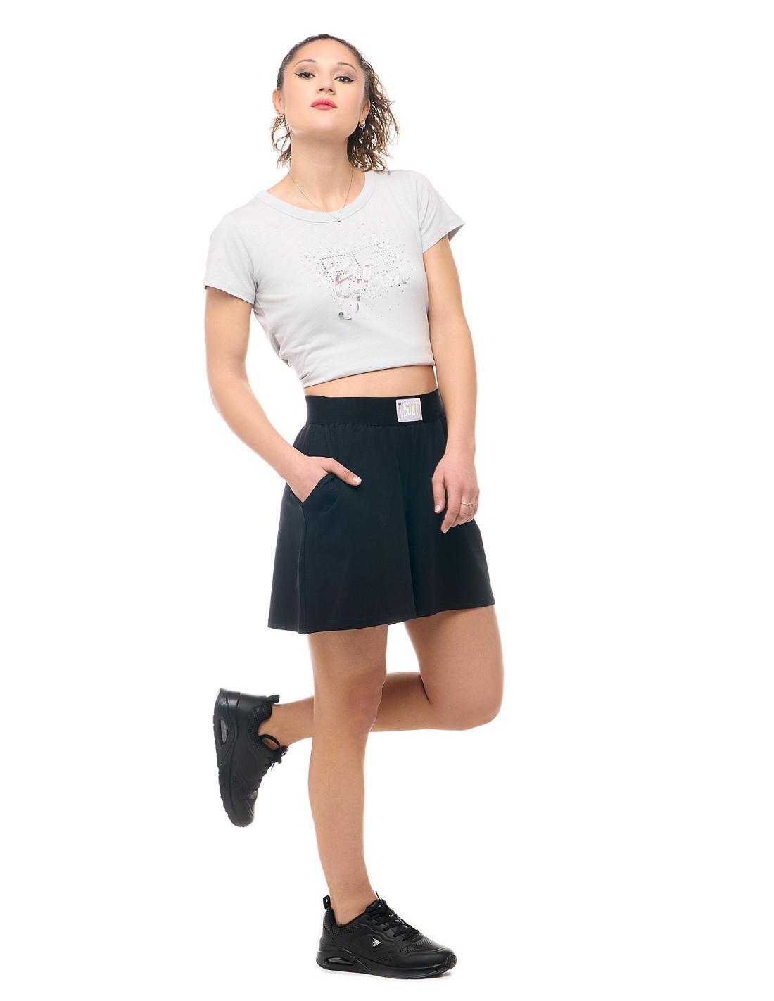 Bermuda donna Leone 1947 Apparel in cotone elasticizzato con patch boxe 3/8
