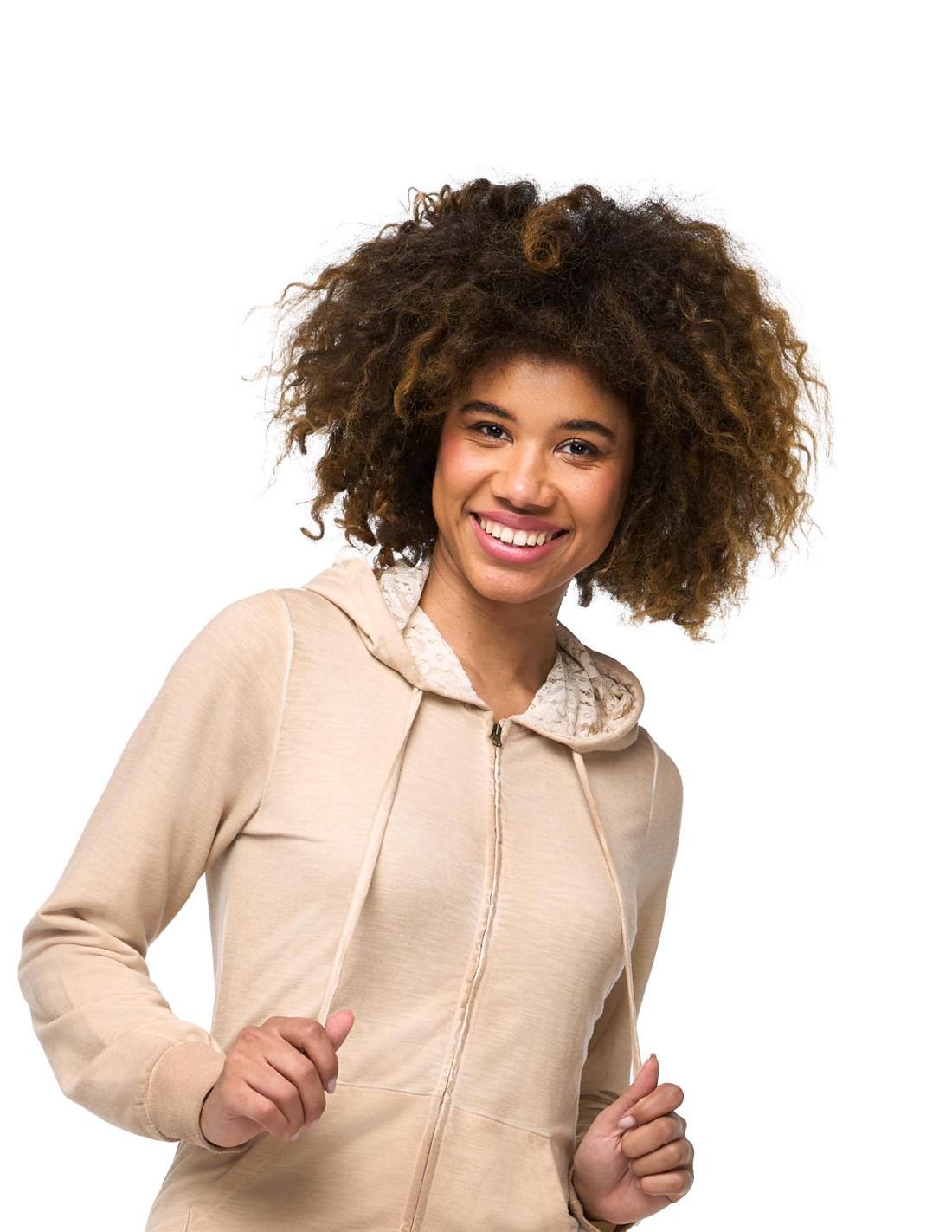 Felpa da donna con cappuccio e zip non felpata Leone Lace 5/8