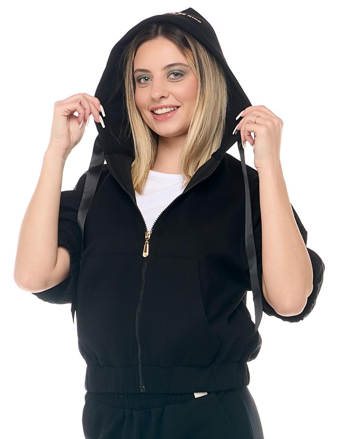 Felpa con cappuccio e zip manica a 3/4 non felpata Leone Chic Boxing 5/8