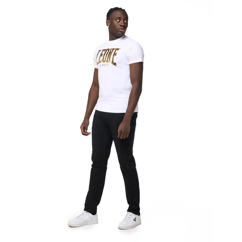 Leone New Gold-logo heren-T-shirt met korte mouwen