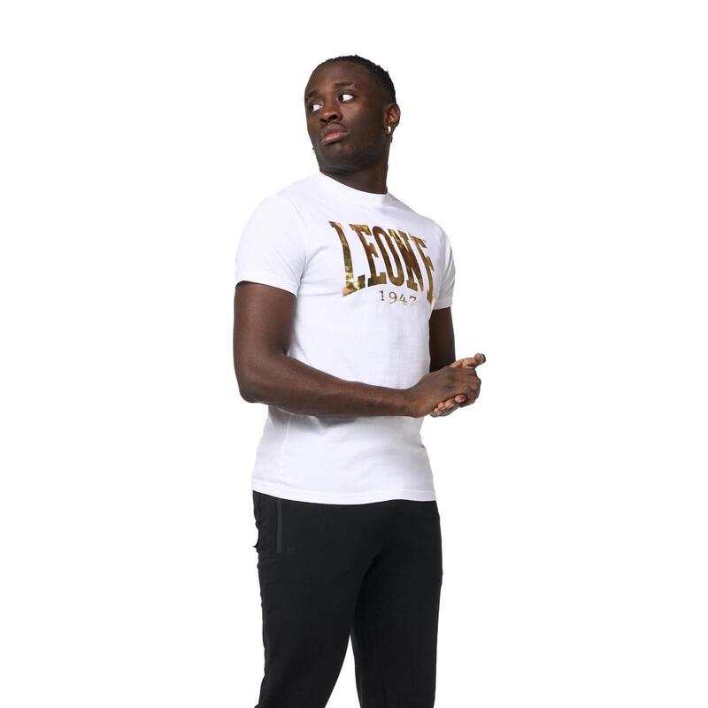 Leone New Gold-logo heren-T-shirt met korte mouwen